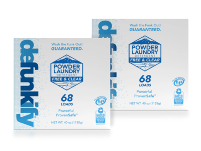 Defunkify Powder Laundry Detergent, Free & Clear, 68 Loads, 40 oz/1135 g, Pack Of 2