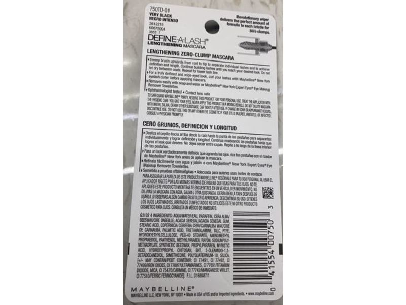 Maybeline New York Define-A-Lash Lengthening Mascara, 801 Very Black, 0.22 fl oz/6.5 mL