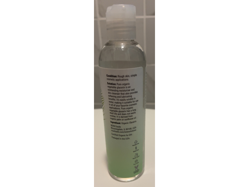 Now Solutions Organic Vegetable Glycerin Oil, 8 fl oz/237 mL