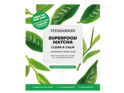 Vitamasques Superfood Matcha Antioxidant Sheet Mask, Green Tea, Count 1