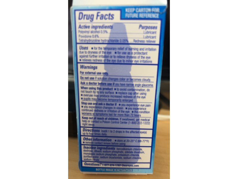 Clear Eyes Triple Relief Lubricant/Redness Reliever Eye Drops, 0.5 fl oz/15 mL, 2 Count