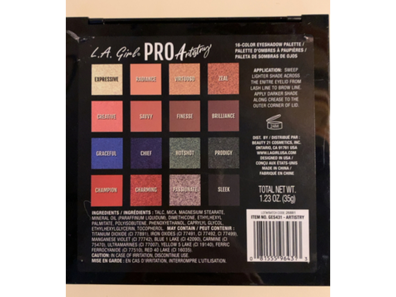 L.A. Girl Pro Eyeshadow Palette, Antistry, 1.23 oz/35 g