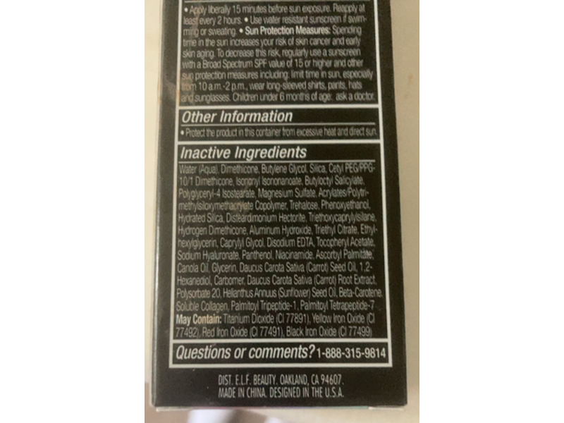 e. l. f. Cosmetics Camo Sunscreen CC Cream, Medium 370 N, SPF 30, 1.05 oz/30 g