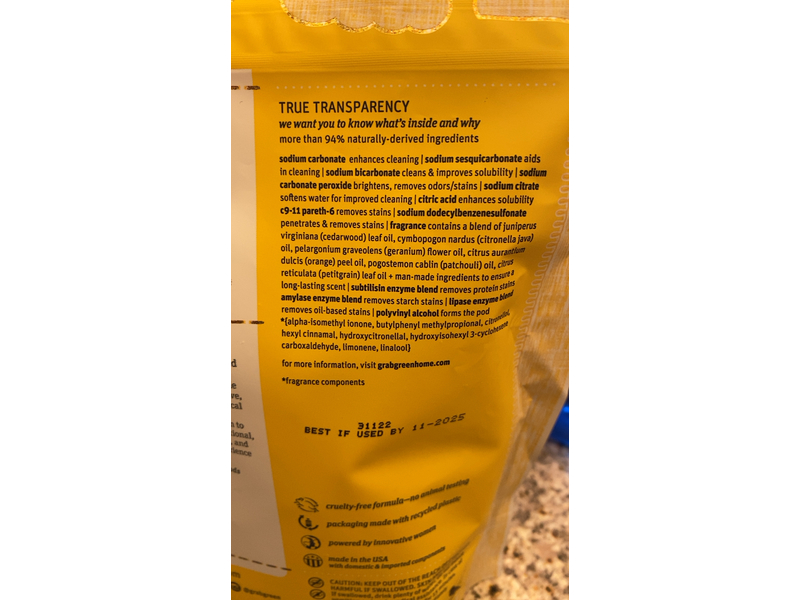 Grab Green Newborn Baby Laundry Detergent Pods, Calming Chamomile, 30 Loads, 480 g