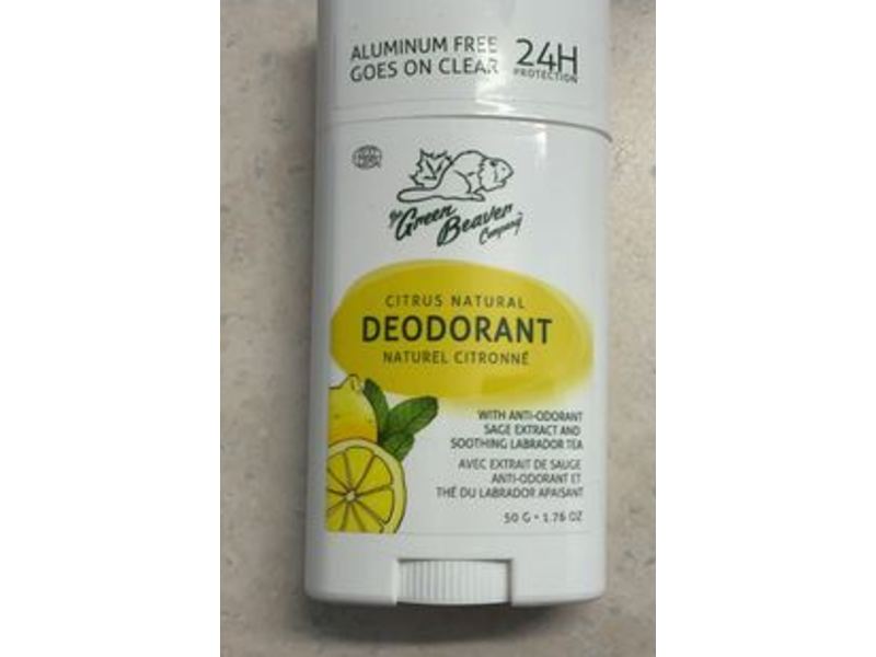 Green Beaver Natural Deodorant, Citrus, 1.76 oz/50 g