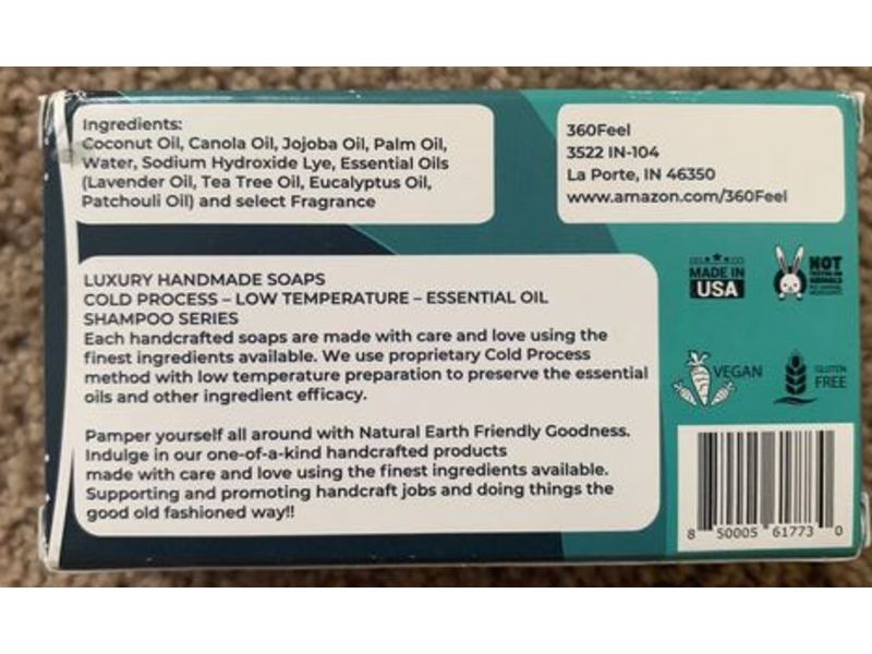 360Feel Shampoo Bar Soap, Original, 4.0 oz