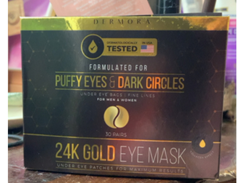 Dermora Gold Eye Mask, Puffy Eyes & Dark Circles Treatments, 30 Count