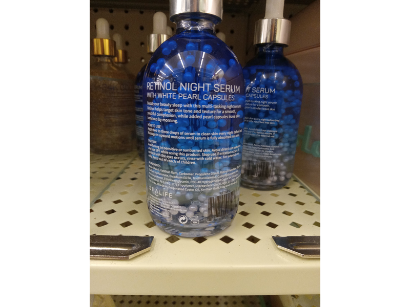 SpaLife Retinol Night Serum with White Pearl Capsules, 3.7 fl oz/110 mL