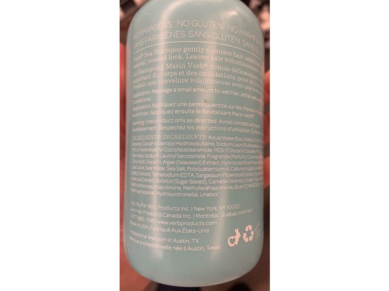 Verb Sea Shampoo, Texture + Color Safe + Cleanse, 12 fl oz/355 mL
