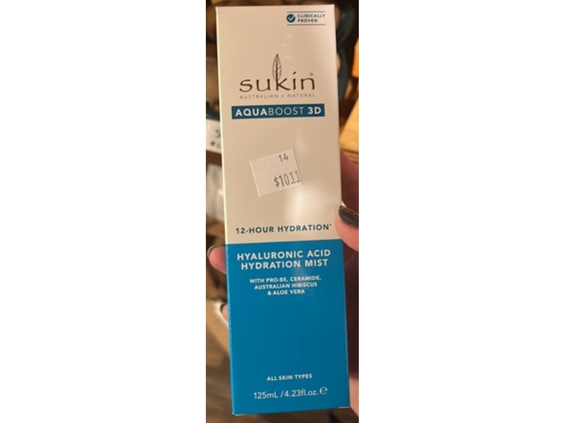 Sukin AquaBoost 3D Hydration Mist, Hyaluronic Acid, 4.23 fl oz/125 mL