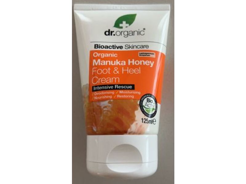 dr.Organic Foot & Heel Cream, Intensive Rescue, Manuka Honey, 125 mL