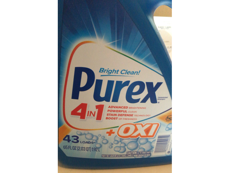 Purex Bright Clean 4 In 1 Concentrated Detergent, + Oxi, 43 Loads, 65 fl oz/1.92 L