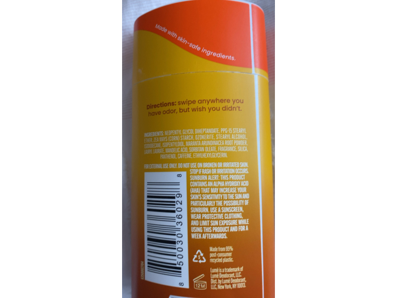 Lume Whole Body Deodorant, Toasted Coconut, 2.6 oz/75 g