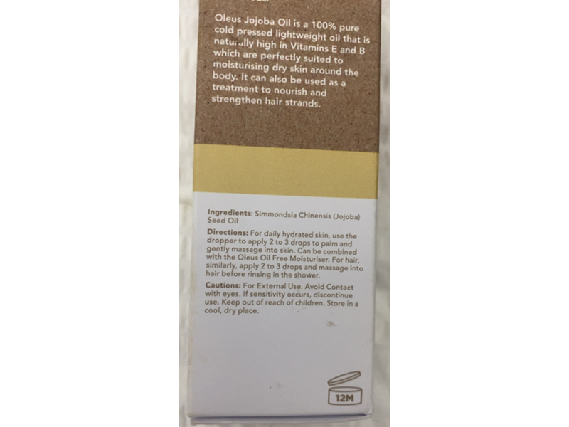 Oleus Rejuvenating 100% Natural Cold Pressed Jojoba Oil, 50 mL