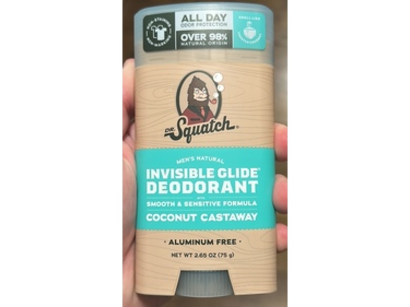 Dr Squatch Invisible Glide Deodorant, Coconut Castaway, 2.65 oz/75 g