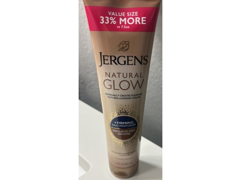 Jergens Natural Glow + Firming Daily Moisturizer, Medium To Deep, 10 fl oz/295 mL