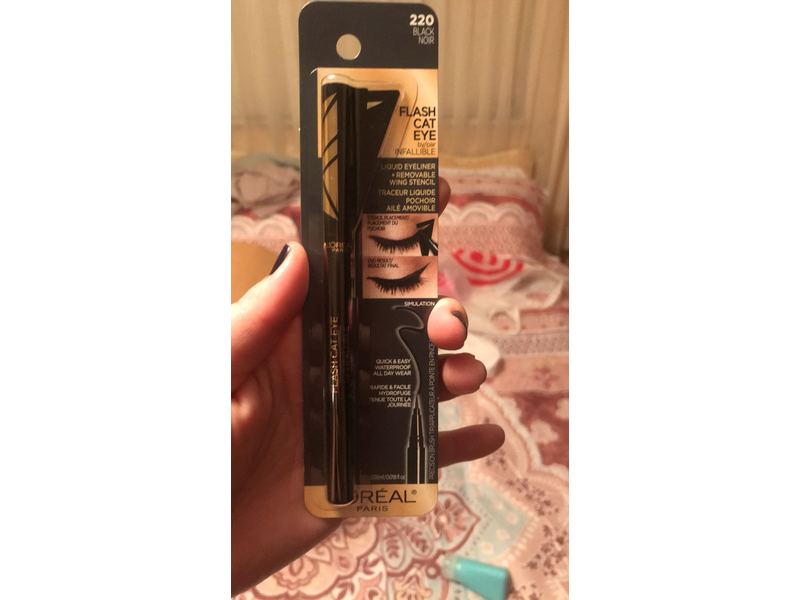 L'Oreal Paris Makeup Flash Cat Eye by Infallible, Waterproof Liquid Eyeliner, Black, 0.02 fl. oz.