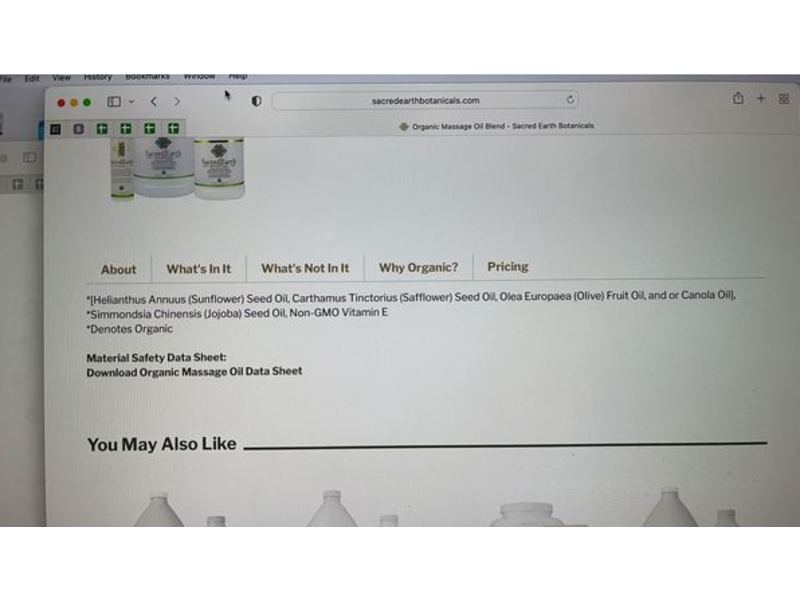 Sacred Earth Botanicals Organic Massage Therapy & Spa Oil, 8 fl oz