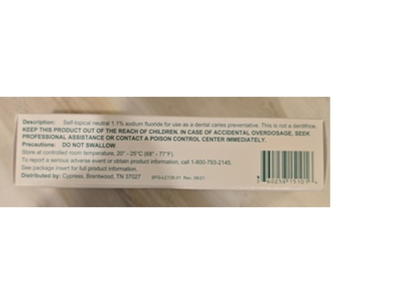 Sodium Fluoride Gel 1.1%, 2 oz/56 g, Cypress (Rx)