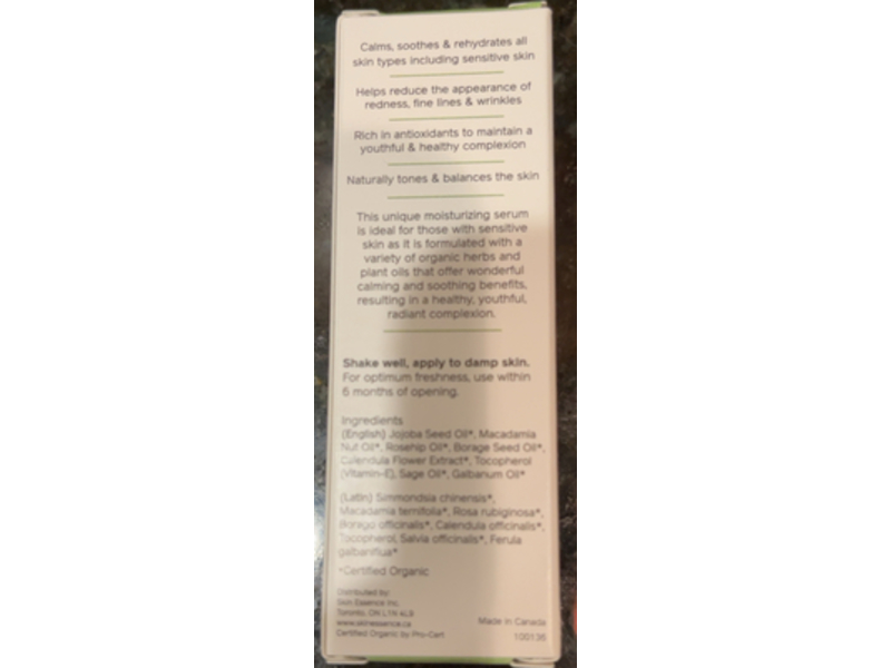 Skin Essence Organics Soothe Facial Moisturizer Serum, 0.5 fl oz/15 mL