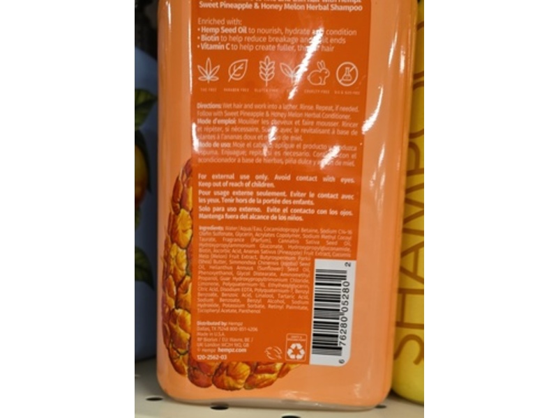 Hempz Herbal Shampoo, Sweet Pineapple & Honey Melon, 17 fl oz/500 mL