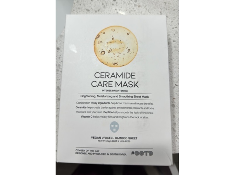 OOTD Brightening , Moisturizing & Smoothing Ceramide Care Mask, 0.88 oz/25 g, 10 Count