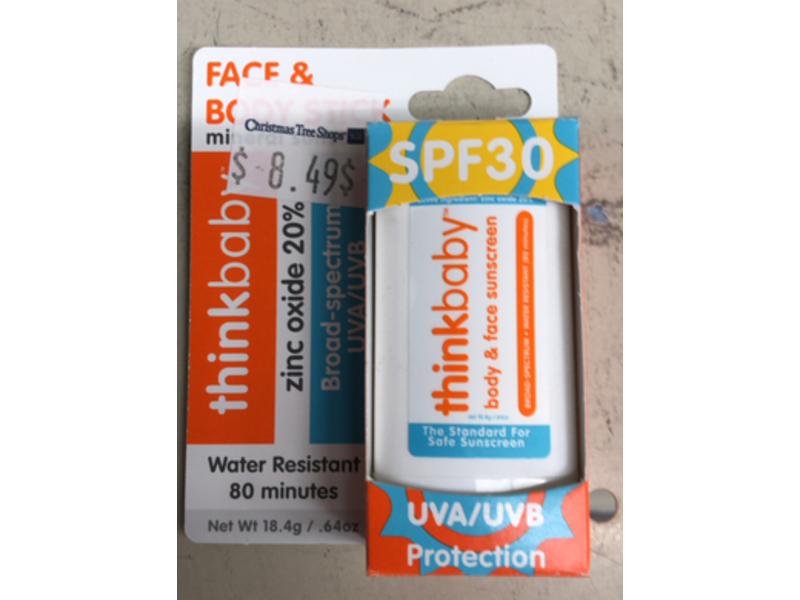 Thinkbaby Body & Face Sunscreen Stick, SPF 30, 0.64 oz/18.4 g