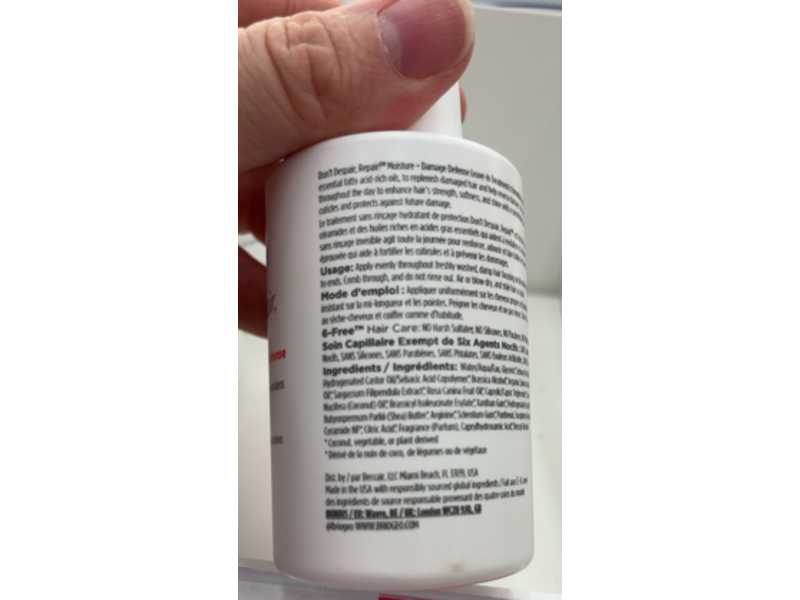 Briogeo Don’t Despair Repair Moisture + Damage Defense Leave - In Treatment, 4 fl oz/118 mL