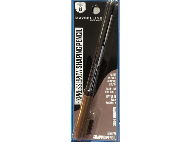 Maybelline Express Brow Shaping Pencil, Soft Brown, 0.035 oz/1 g