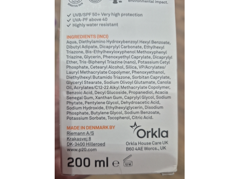 Riemann P20 Sensitive Skin Sunscreen Cream, SPF 50+ PA++++, 200 mL