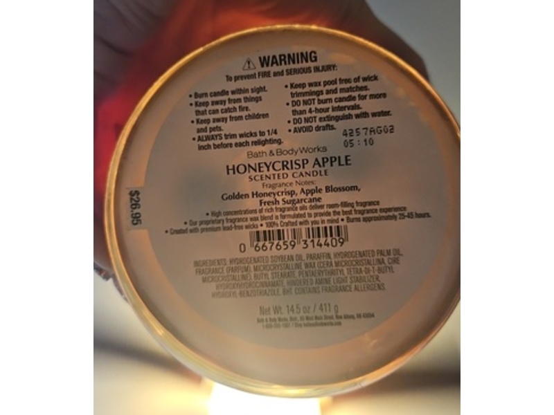 Bath & Body Works Scented Candle, Honeycrisp Apple, 14.5 oz/411 g
