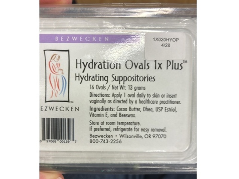 Bezwecken Hydration Ovals 1x Plus Hydrating Suppositories, 13 g, 16 Count
