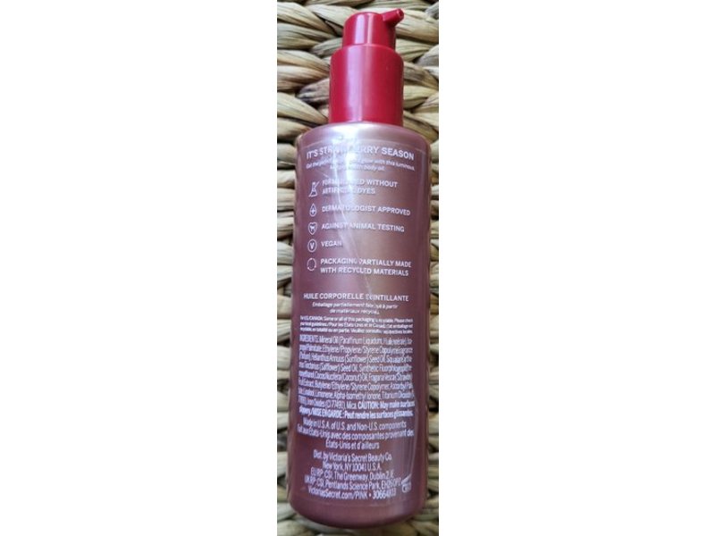 Victoria's Secret Pink Highlighting Body Oil, Juicy Strawberry, 8 fl oz/236 mL