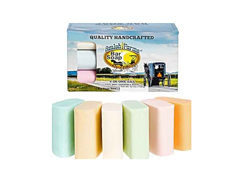 Amish Farms 4 In 1 Bar Soap, 40 oz, 6 Count