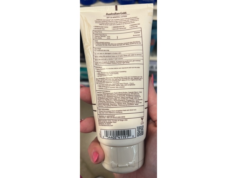 Australian Gold Mineral Sunscreen Lotion, SPF 30, 5 fl oz/147 mL