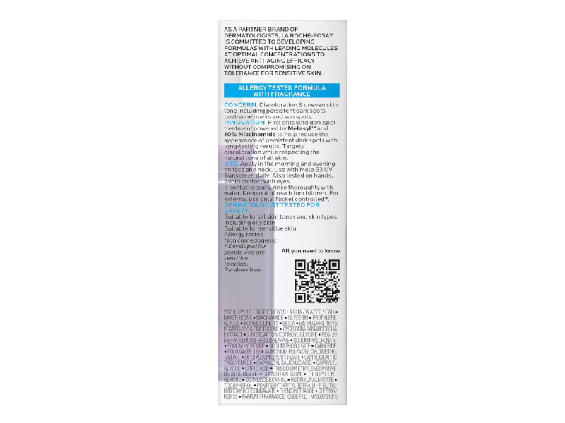 La Roche-Posay Mela B3 Serum Dark Spot Corrector, 1 fl oz/30 mL
