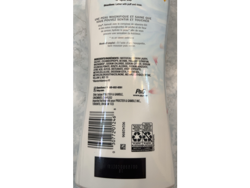 Olay Fresh Outlast Body Wash, Peach And Cherry Blossom, 22 fl oz/650 mL, Pack Of 4