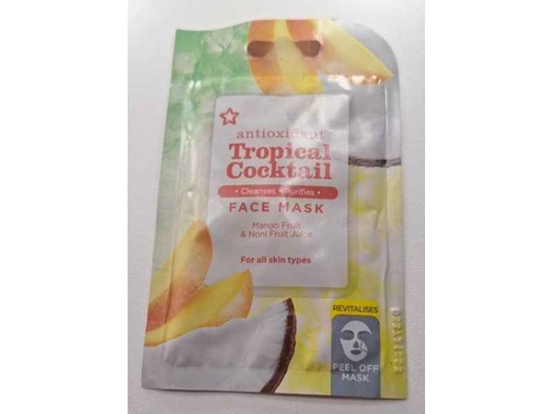 Superdrug Antioxidant Face Mask, Tropical Cocktail, Mango Fruit & Noni Fruit Juice, 10 mL