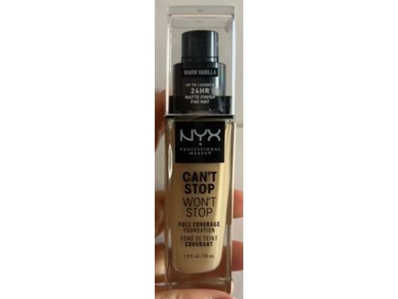 Nyx Can't Stop Won't Stop Full Coverage Foundation, Warm Vanilla, 1.0 fl oz/30 mL