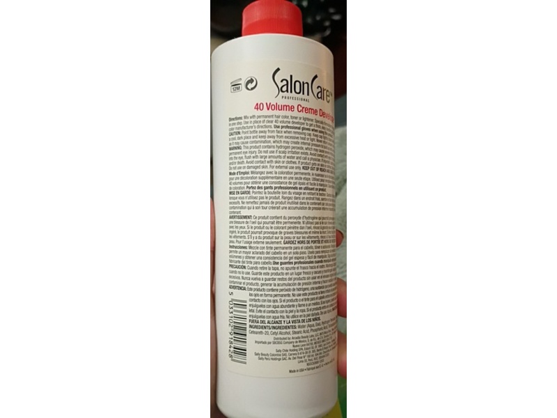 Salon Care Creme Developer, 40 Volume, 16 fl oz/473 mL