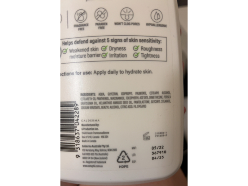 Cetaphil Moisturising Lotion, Avocado Oil + Vitamin E & B3 & Pro-Vitamin B5, 1L