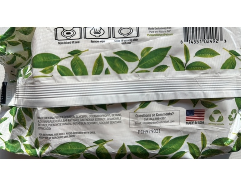 Pure And Natural Pet Grooming & Cleansing Wipes, Fragrance Free, 100 Count