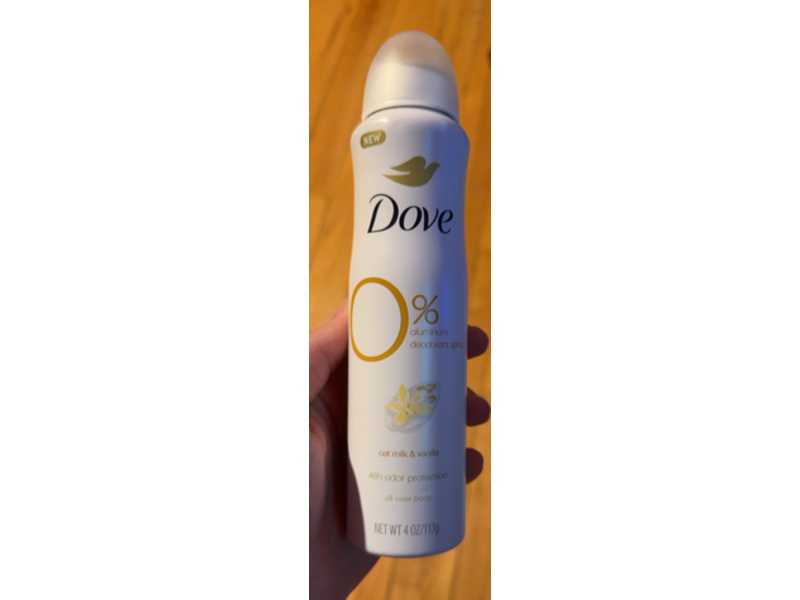 Dove 48h Odor Protection Deodorant Spray, Oat Milk & Vanilla, 4 oz/113 g