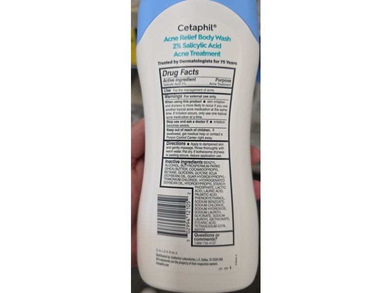 Cetaphil Acne Relief Body Wash, Salicylic Acid, Shea Butter & Glycerin, 16.9 fl oz/500 mL