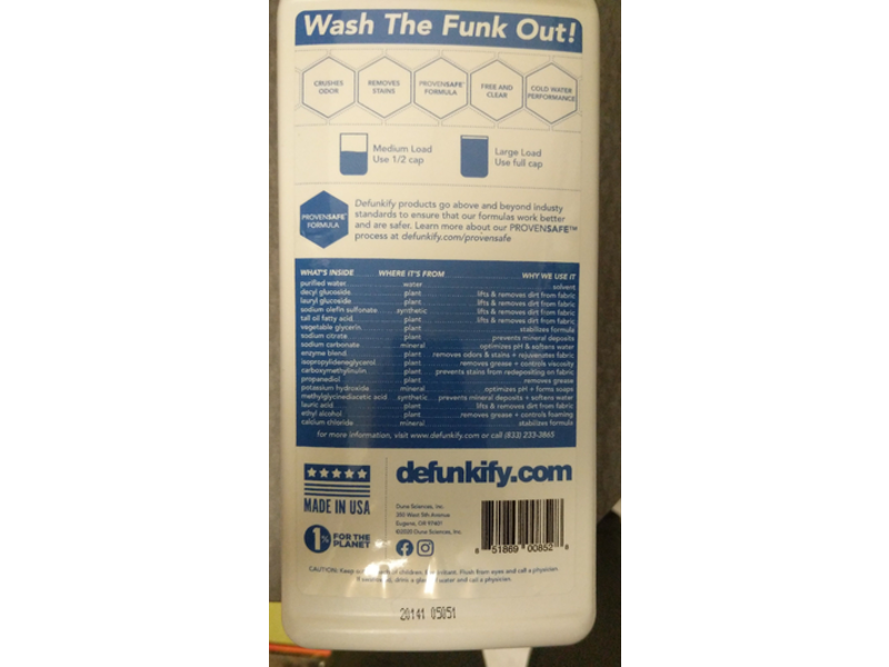 Defunkify Liquid Laundry Detergent, Free & Clear, 62 Loads, 37.7 fl oz/1116 mL