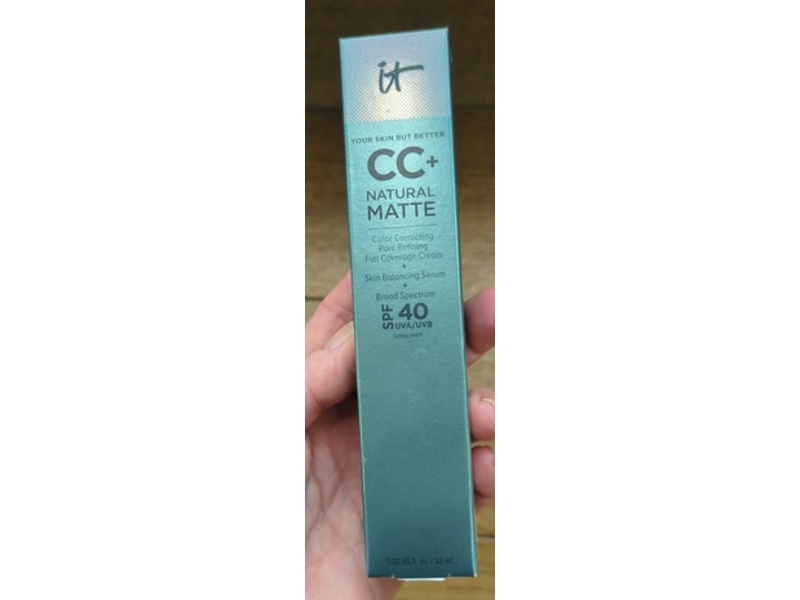IT Cosmetics CC+ Natural Matte Cream, SPF 40, Rich, 1.08 fl oz/32 mL