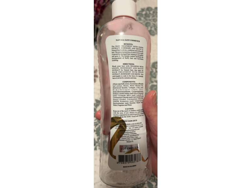 Natural Sant Onion & Biotin Hair Treatment, Rosemary Extract, 16.9 fl oz/500 mL