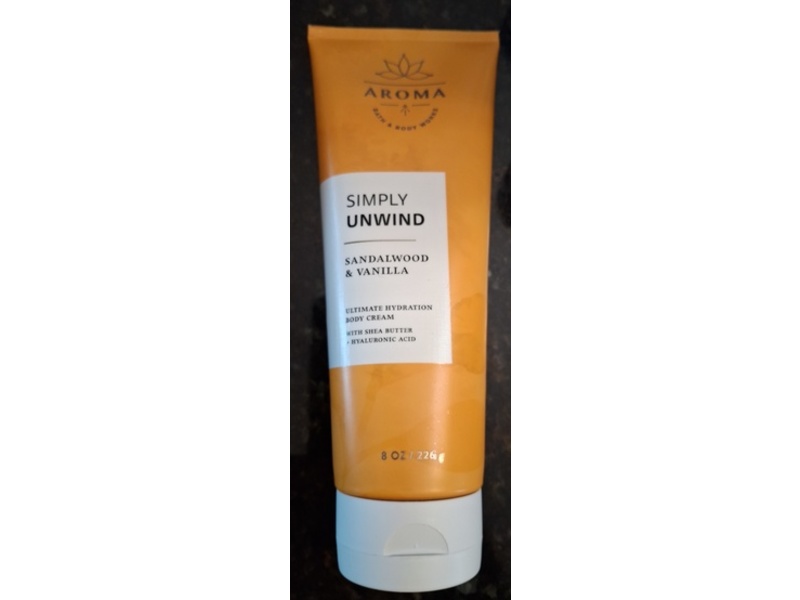 Bath & Body Works Simply Unwind Body Cream, Sandalwood & Vanilla, 8 oz/226 g