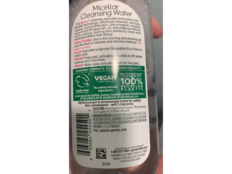 Garnier Skin Active Micellar Cleansing Water , 13.5 fl oz/400 mL, Pack Of 2