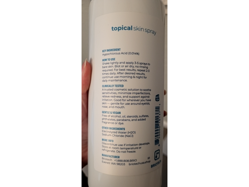 Briotech Topical Skin Spray, Hypochlorous Acid, 32 fl oz/950 mL